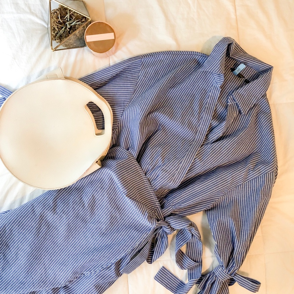 Pinstripe Wrap Dress